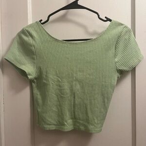 Green Open Back Cropped Top